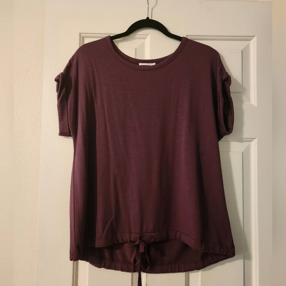Loft Burgandy Drawstring Top Size Medium - Picture 1 of 5